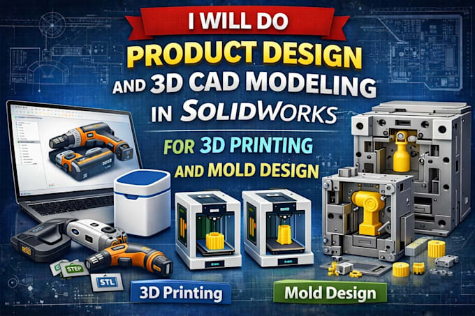 Do product design 3d cad modeling in solidworks for 3d printing and ...