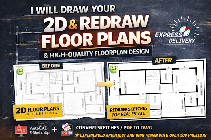 be your architect for 2d floor plan, redraw and autocad drafting