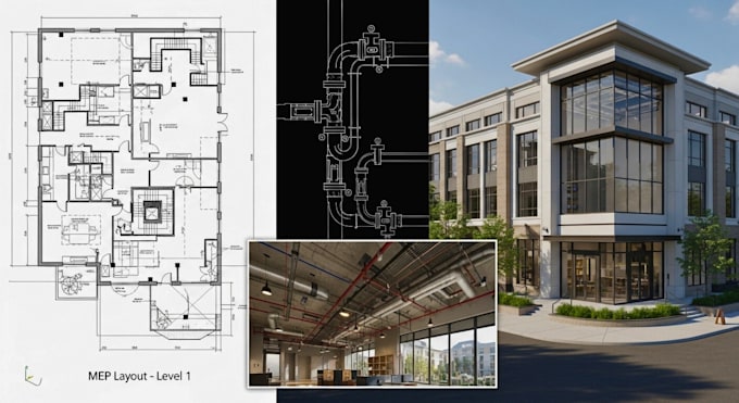 Design mep drawing, 2d plans and 3d architectural rendering in autocad ...