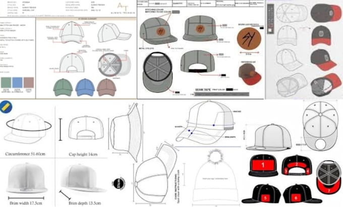 design custom hat, cap and beanies with tech pack measurement, spec and mockup