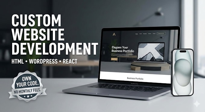 develop your custom website using react, wordpress, or HTML CSS