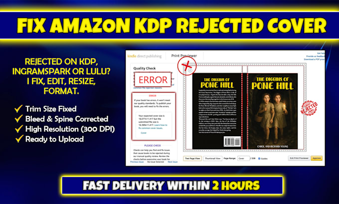 fix, resize and edit amazon KDP, ingramspark book cover