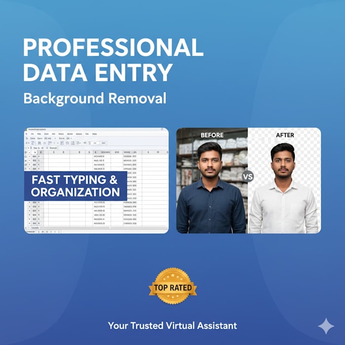 do professional data entry and image background removal