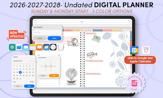 create a digital planner for ipad, goodnotes, google, and apple calendars