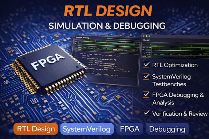 design, simulate, and debug fpga projects using verilog, vhdl, rtl, and vivado