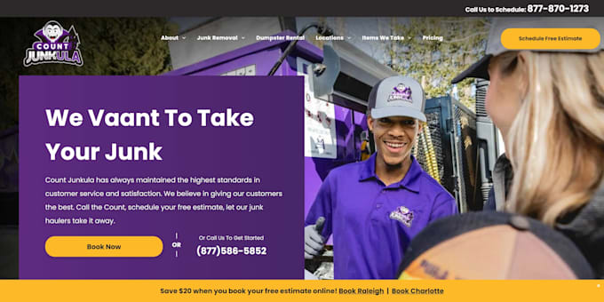 creating a unique cleaner, trash remover, handyman wordpress website