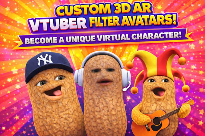 create a 3d vtuber ar filters burnt peanut style, for snap camera and streaming
