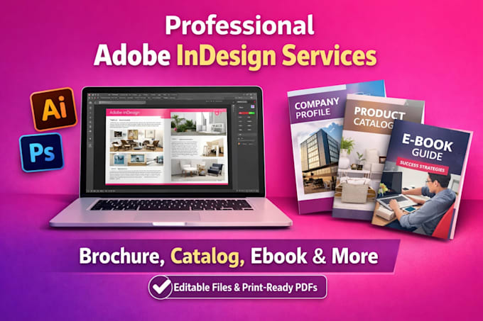 do adobe indesign works, brochure, photoshop, catalog, indesign formatting