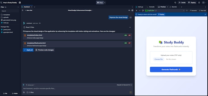 integrate software project with replit, bug fix, replit deployment ai chatbot