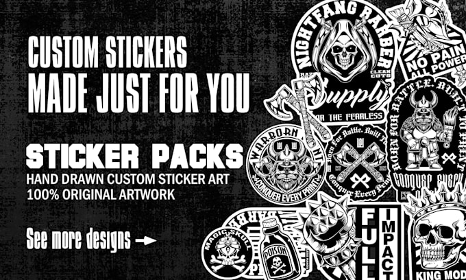 create black and white line art sticker illustration