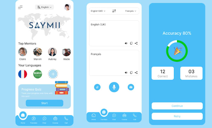 develop language learning app, translation app, pronunciation app, linguist app