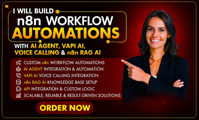 build n8n workflow automations with ai agent, vapi ai, voice calling, n8n rag ai