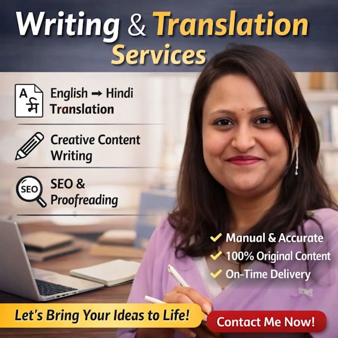 Provide professional writing and english hindi translation services by ...