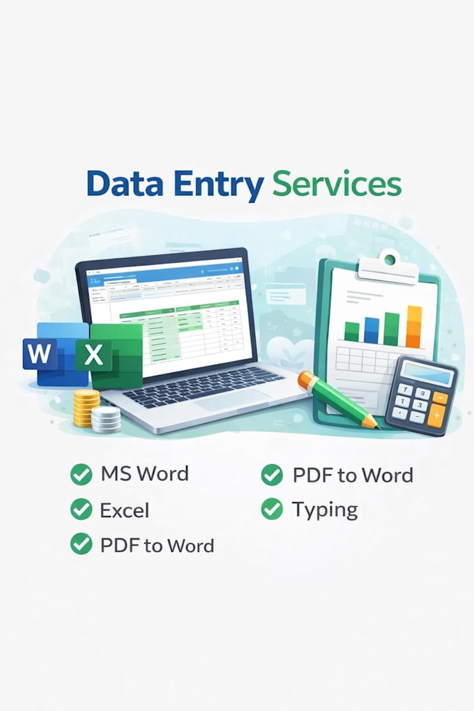 do data entry, ms word, excel and typing work