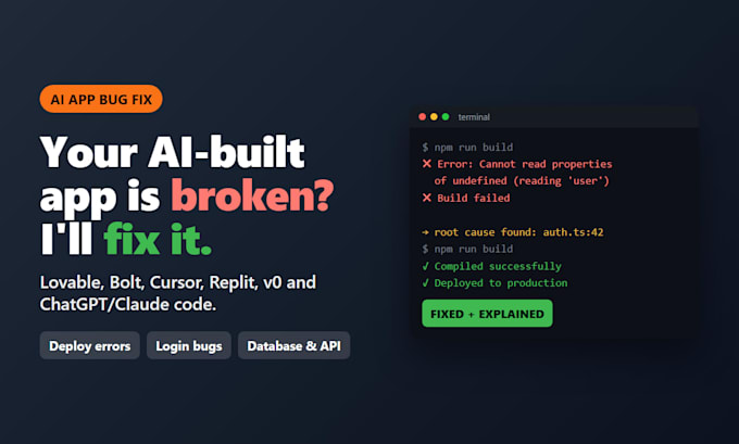 fix bugs and errors in your lovable, bolt, cursor or ai built app