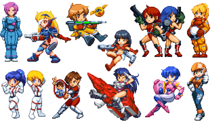 Create pixel art character design, animation sprites sheet for retro ...