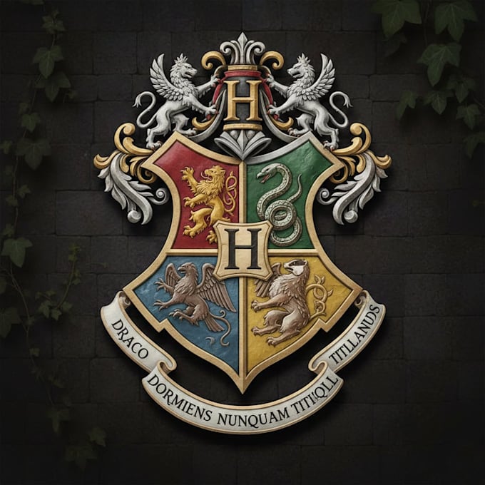 design a magical wizard school inspired fantasy logo