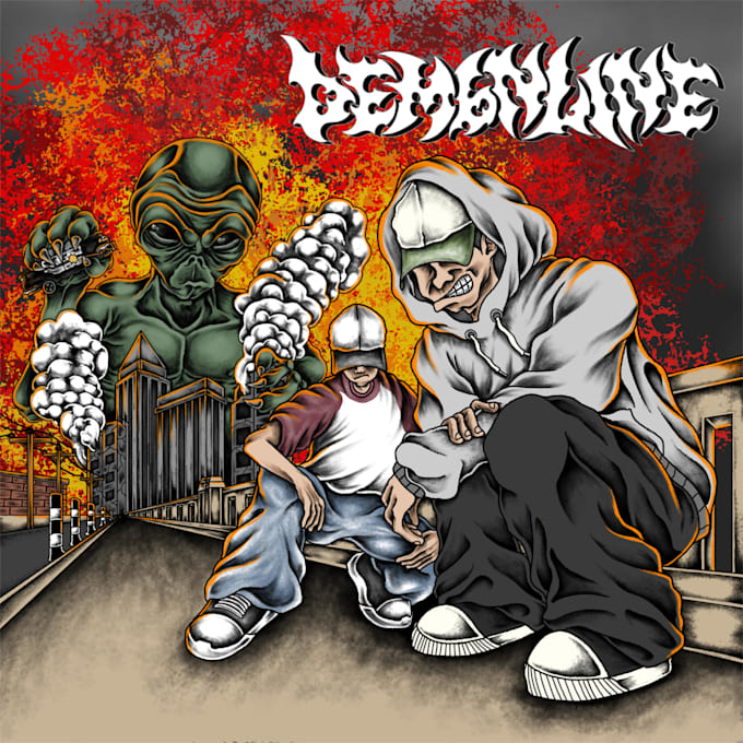 draw artwork hardcore punk illustration for band album merch