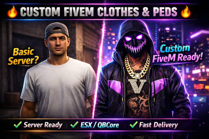 custom fivem clothes, peds, chains, masks