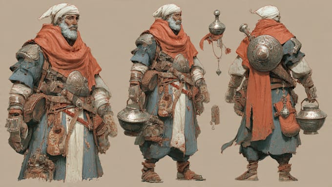draw a fantasy character for dnd, pathfinder, etc