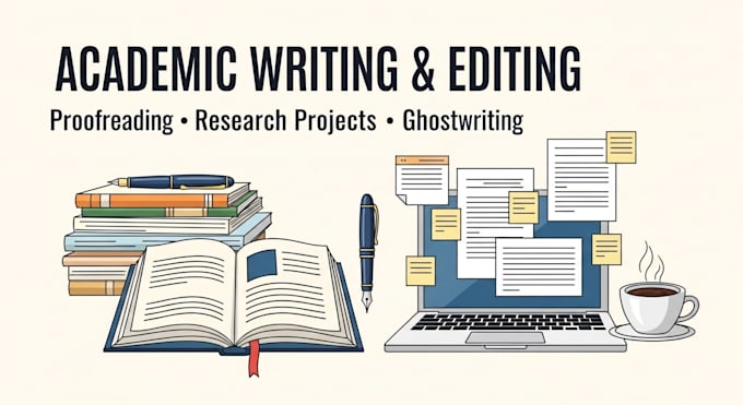 write academic papers, edit research projects, proofread, and ghostwrite books