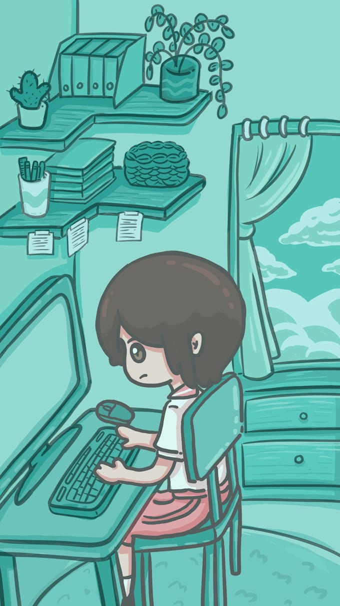 create anime lofi illustration video
