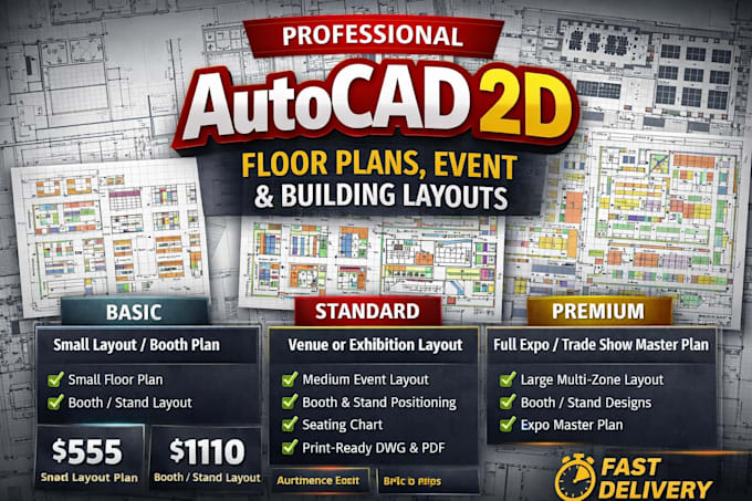 do autocad 2d drafting for floor plans, event and building layouts
