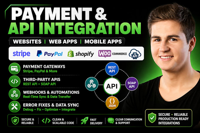 integrate stripe, paypal payment gateway and third party API for your website