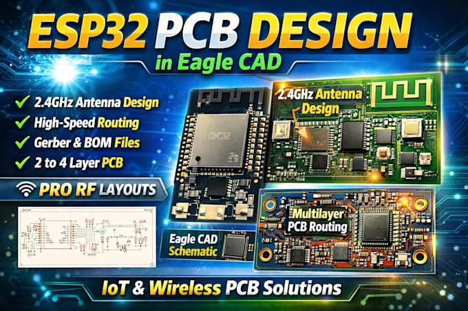 do pcb routing in eagle cad for esp32 boards with 2 4ghz antenna design