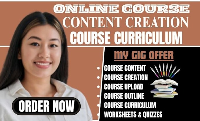 create  online course content, outline and training materials