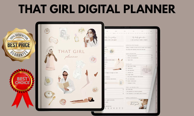 Design a custom goodnote that girl aesthetic feminine digital planner ...