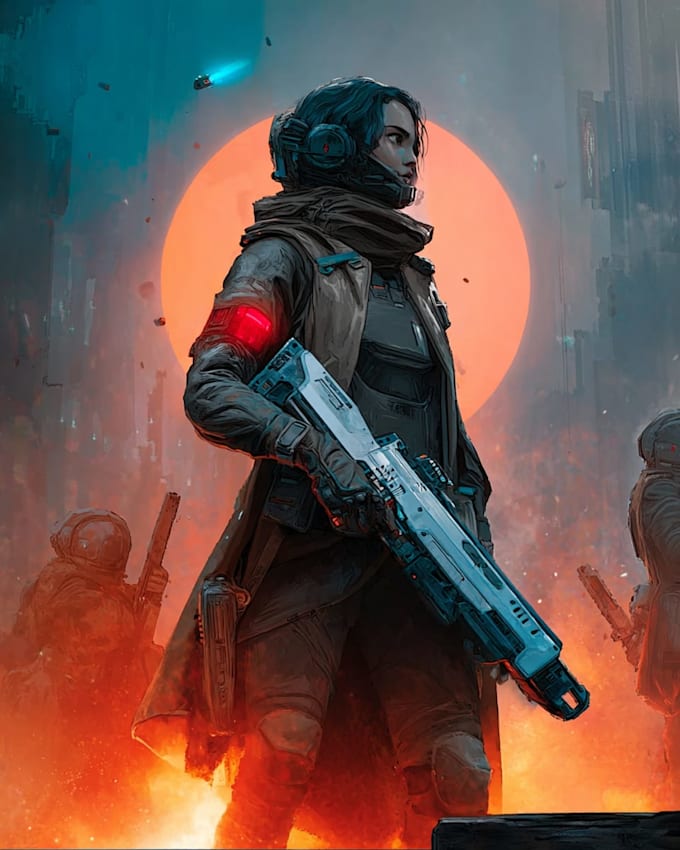 unique sci fi character illustration or sci fi character art