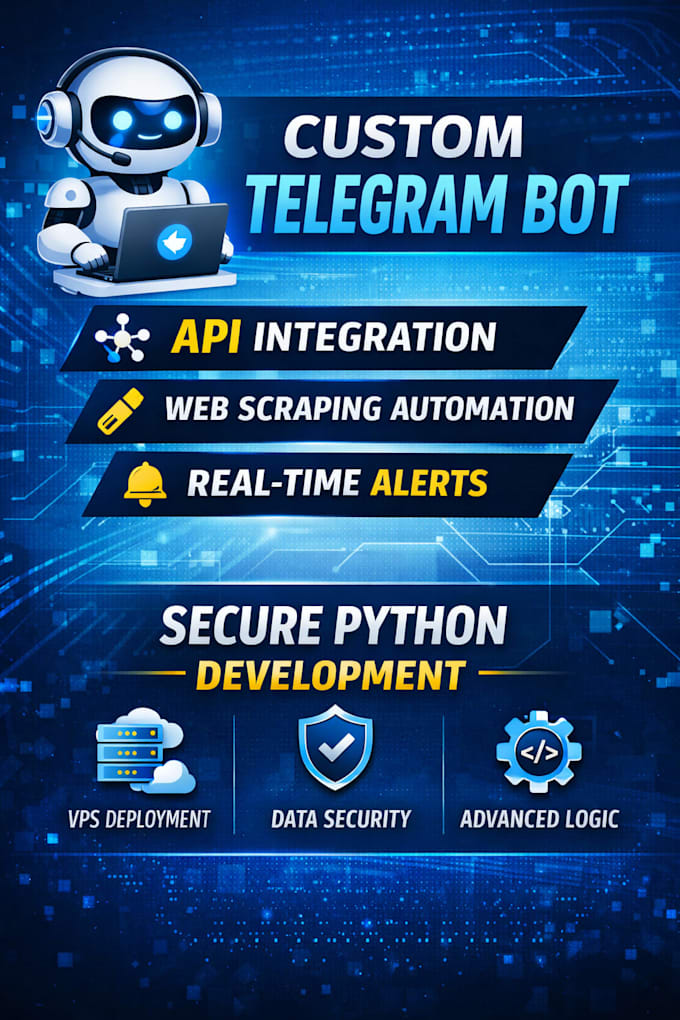 develop a custom telegram bot with python API integration and automation