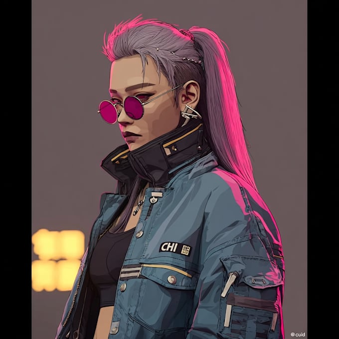make a  cyberpunk character art