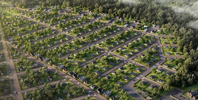 Master Plan Visualization Redesign master plan visualization, 3d urban site plan, cottage city ...