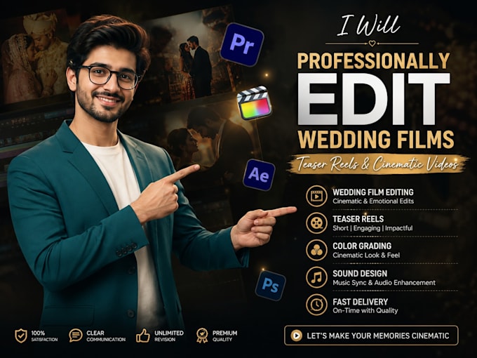 professionally edit wedding films teaser reels and cinematic videos