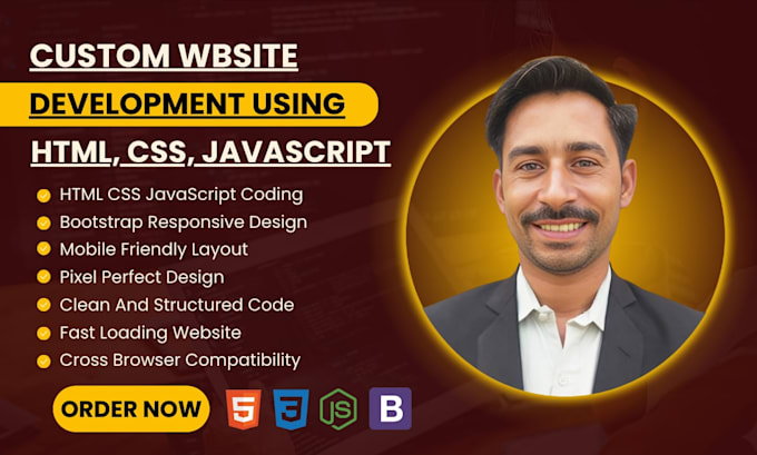 do custom website development using HTML CSS javascript and bootstrap
