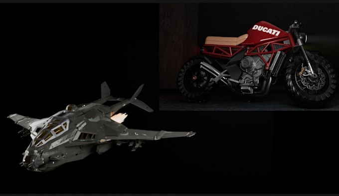do 3d aircraft modeling or 3d motorcycle model with game or 3d printing