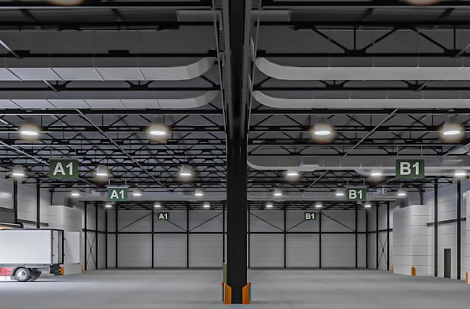 restyle 3d warehouse factory model,space storage unit, industrial spaces render