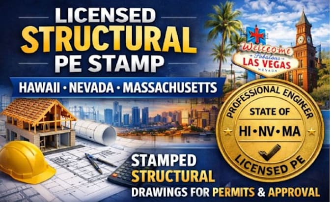 licensed engineer structural pe stamp for hawail nevada massachusetts