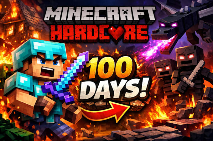 design minecraft hardcore thumbnails art, that boost clicks and views