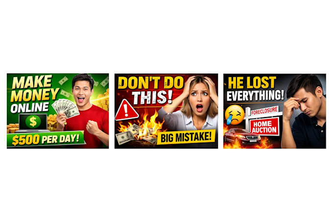 design professional clickable youtube thumbnails fast