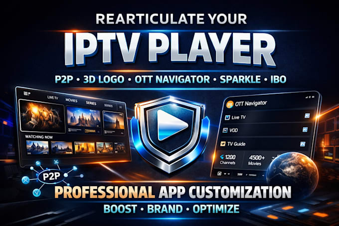 rearticulate iptv player p2p 3d logo ott navigator sparkle app customization ibo