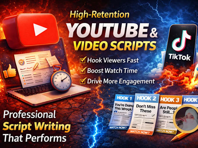 write viral youtube script and video script writing for tiktok or ugc scripts