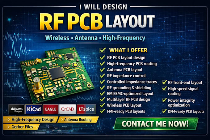 design rf pcb layout for wireless, antenna and high frequency circuit