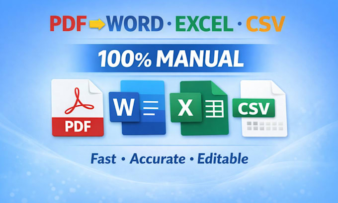 convert PDF to word, excel or CSV manually