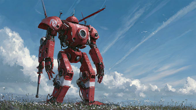 create retro mecha or scifi gundam art