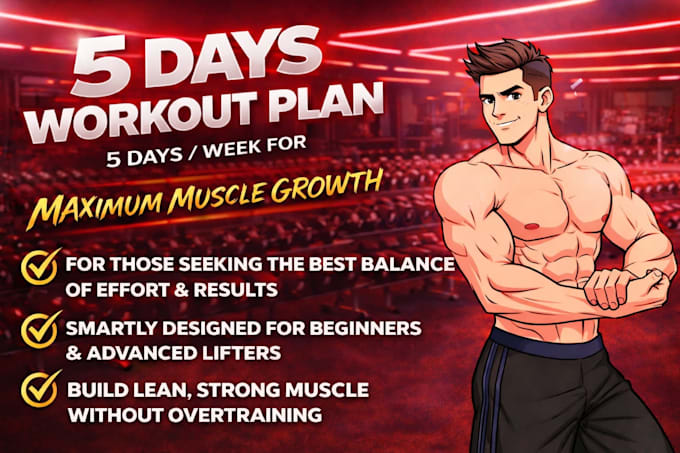 be your personal gym trainer to send your 5 days workout plan