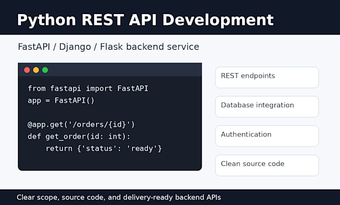 build your rest API using python fastapi or django