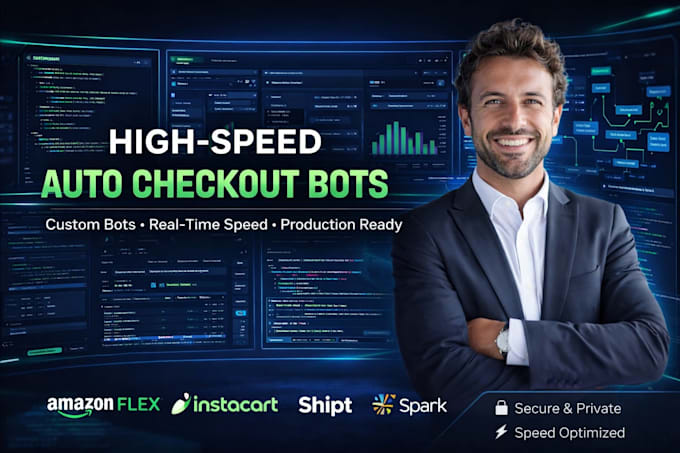 develop auto checkout bot, monitor bot, restock shopping bot for amazon flex bot
